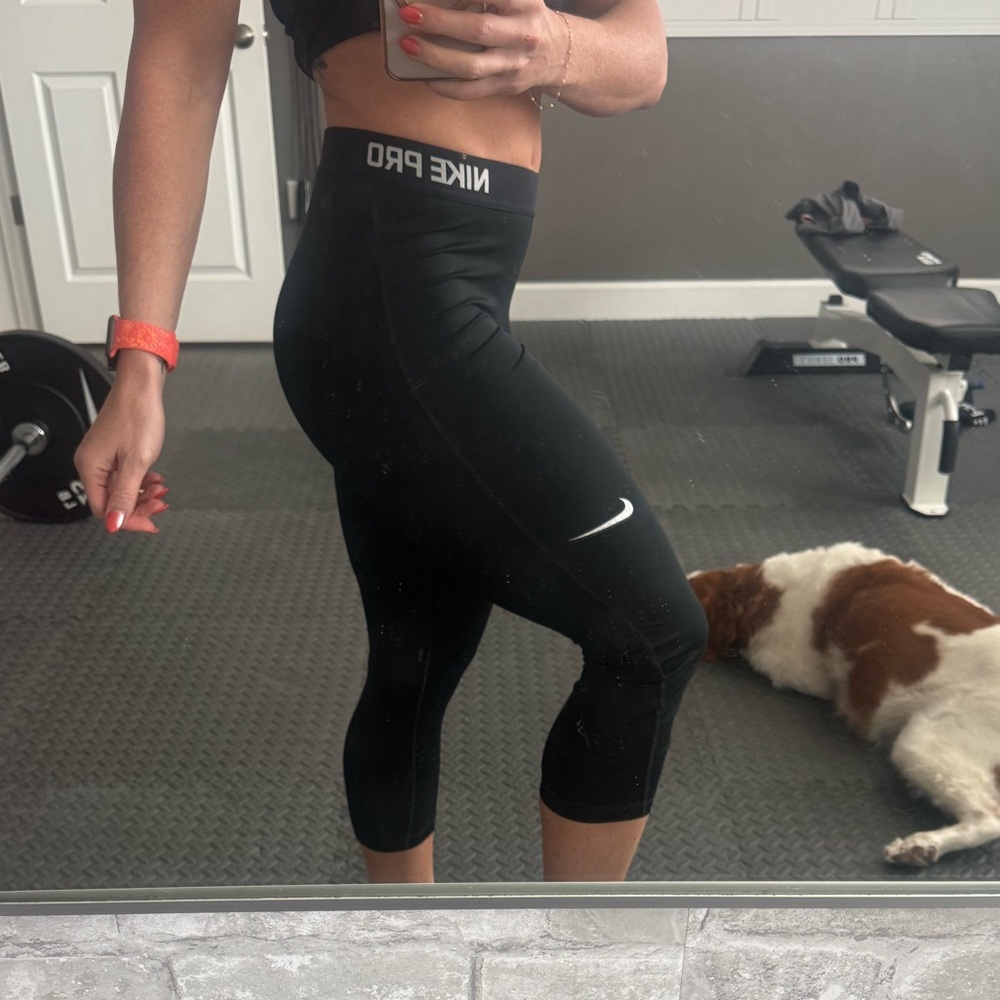 Nike Pro Black Leggings with White Swoosh